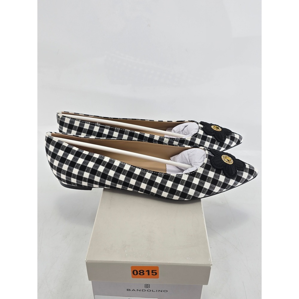 Bandolino Starry2 Flats Women 9.5 Black Gingham Pointed Toe Flower - New - Picture 7 of 10